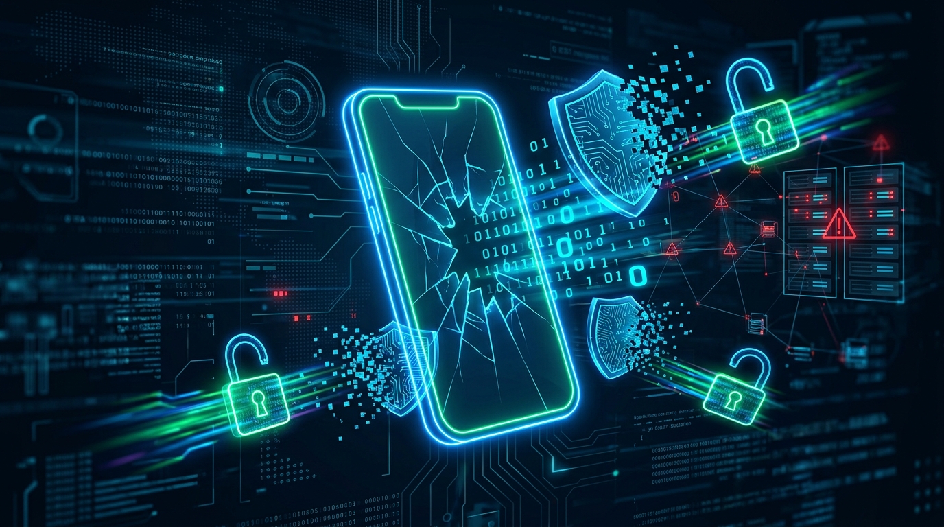 The Trump Mobile logo is displayed on a digital background, symbolizing a data breach and cybersecurity incident.