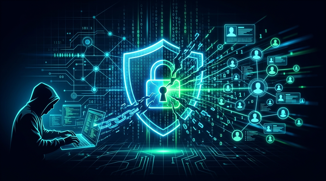A conceptual cybersecurity image showing a padlock resting on a digital circuit board.
