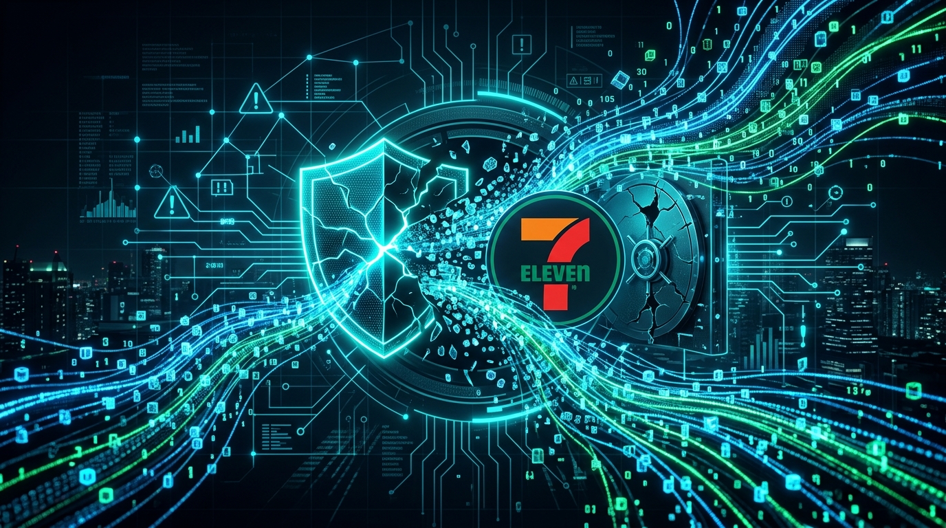 A smartphone displaying the 7-Eleven 7NOW app logo with a lock icon superimposed on it.