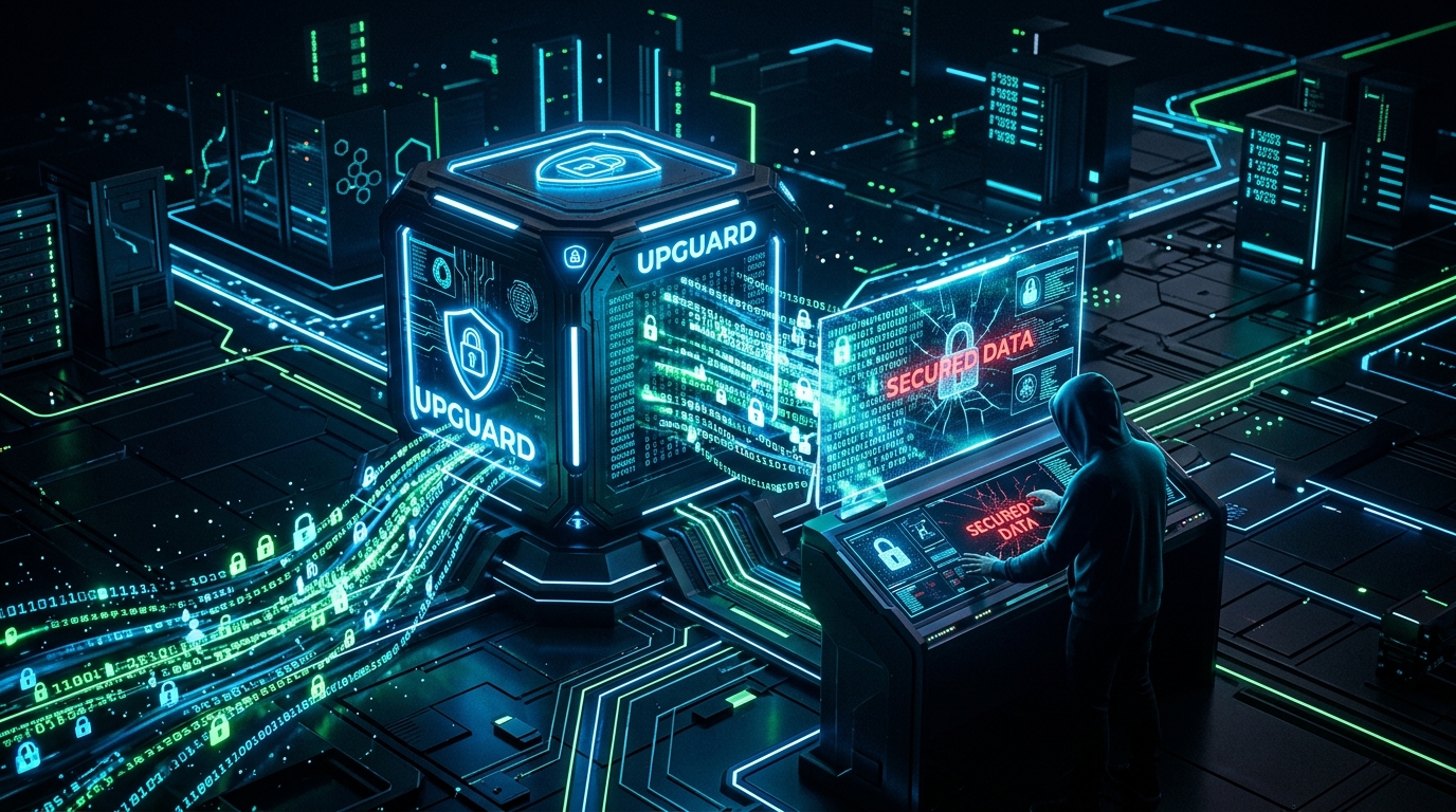 APIsec veri sızıntısını gösteren bir sunucu odası illüstrasyonu; güvenlik açığı ve veri ihlali.