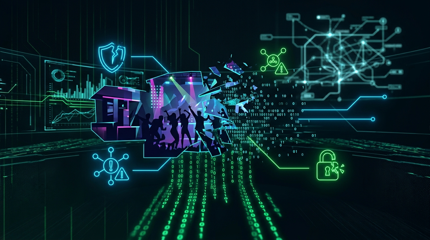 The RCI Hospitality Holdings logo combined with a cybersecurity data breach concept.