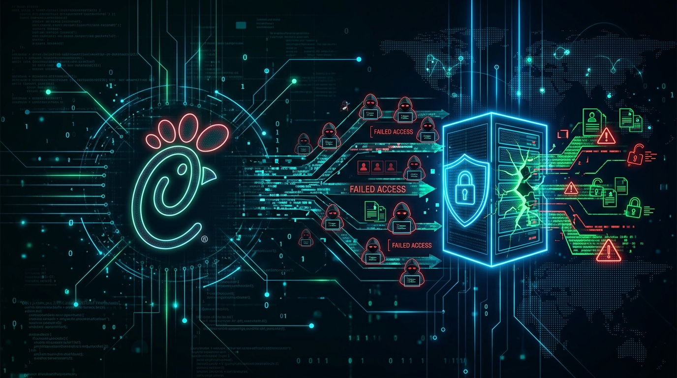 A lock symbol and warning sign visible on a computer screen in front of a Chick-fil-A logo.