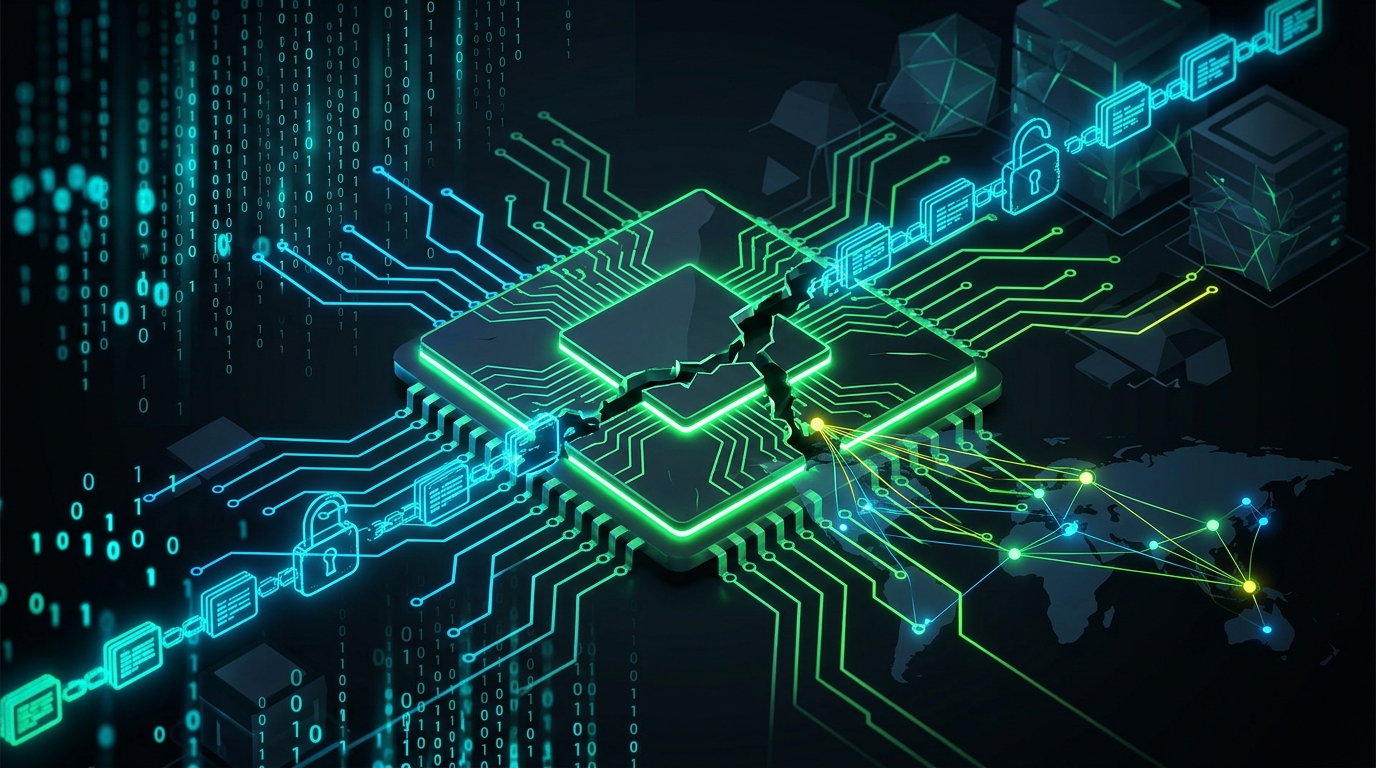 Analog Devices logo on a digital network background representing a data breach.