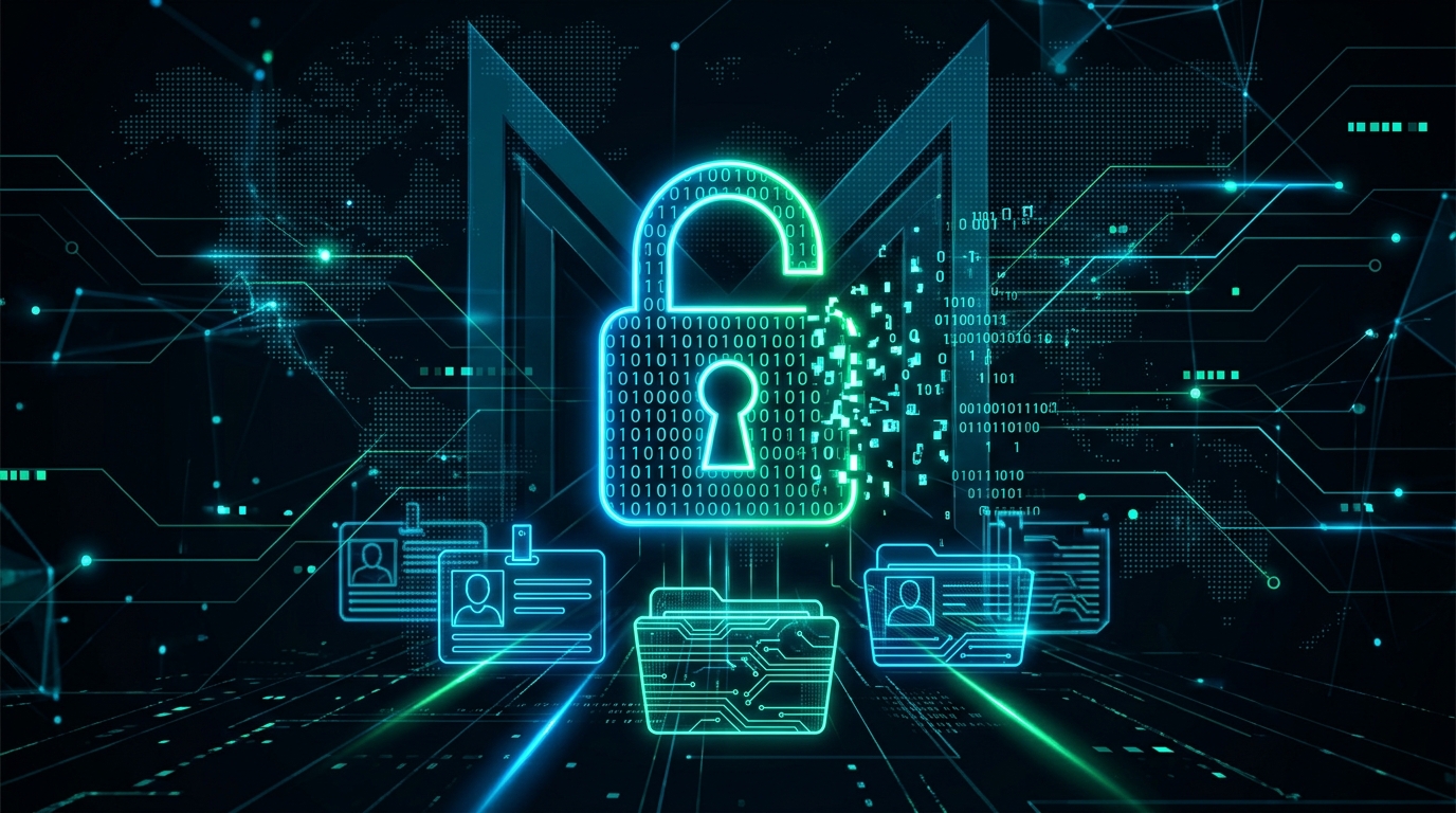 A cybersecurity concept image showing the McDonald's logo with digital code in the background.