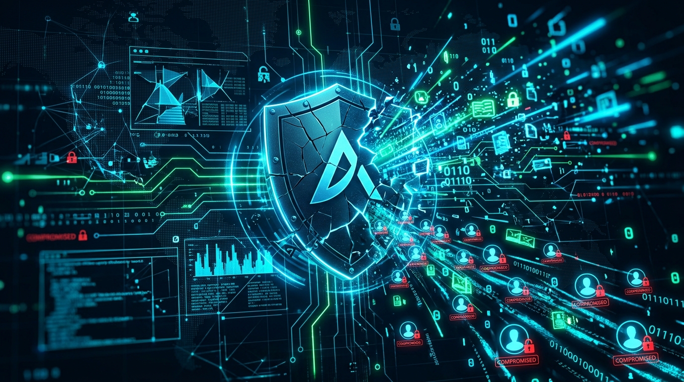 A digital lock symbolizing cybersecurity and data breach over the Apollo Global Management logo.